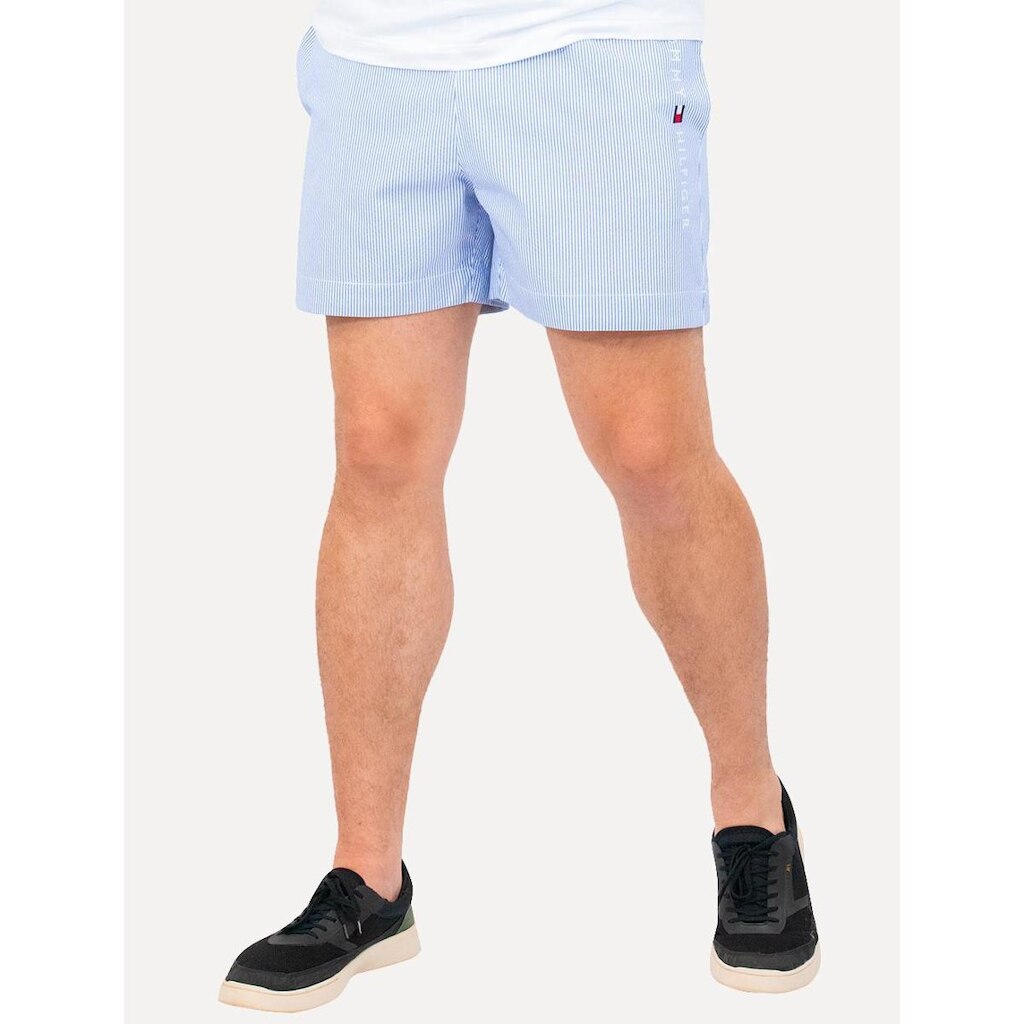 Short Tommy Hilfiger Masculino Medium Drawstring Core Logo Stripe Azul Claro