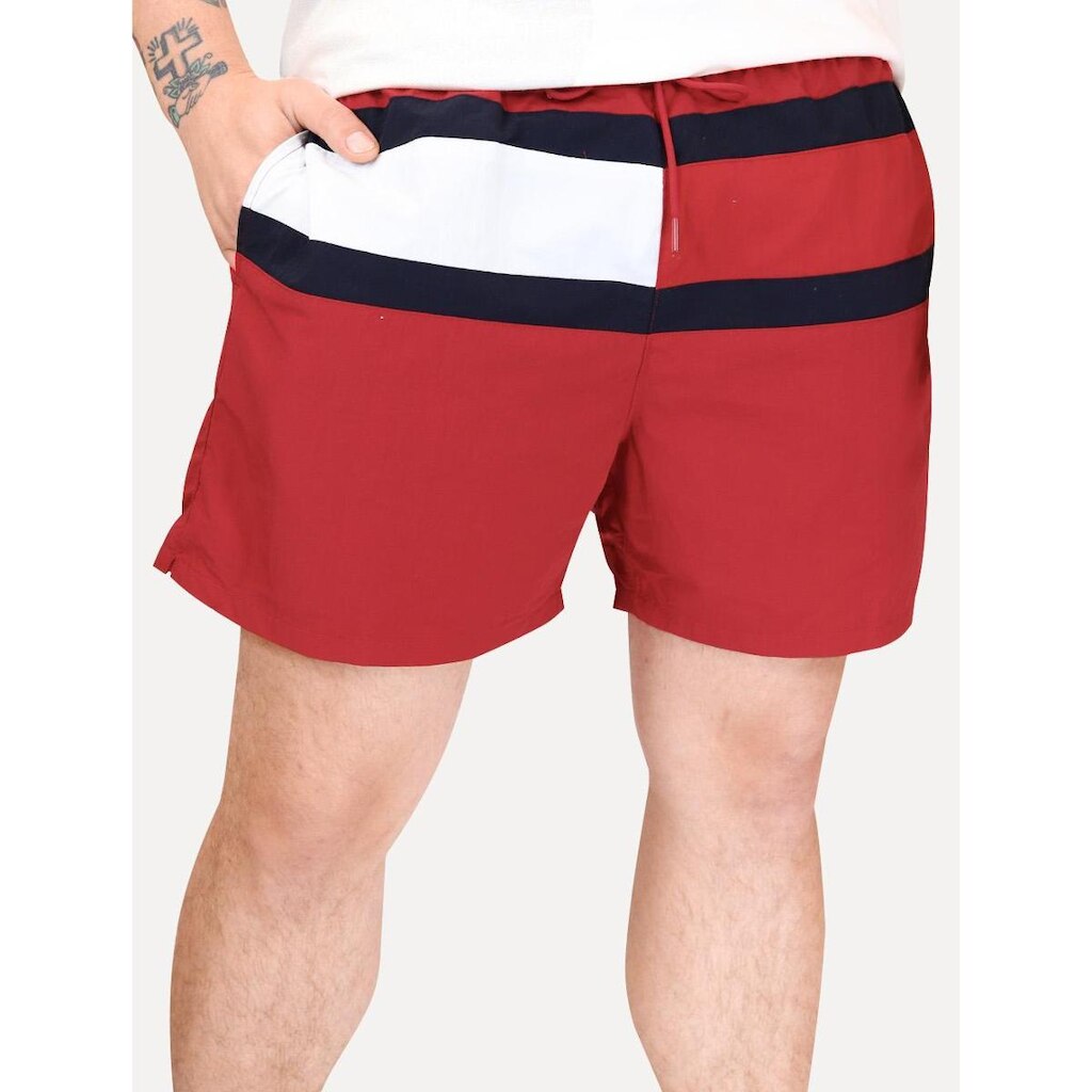 Short Tommy Hilfiger Medium Drawstring Colourblock Vermelho