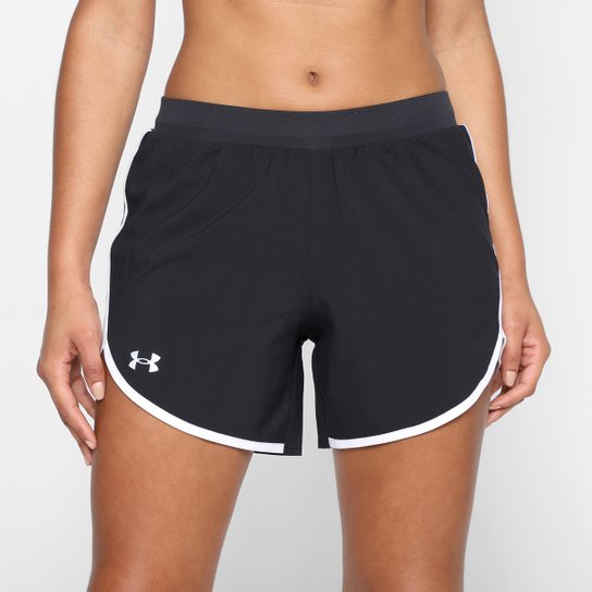 Short Under Armour Fly By Elite 5 Feminino - Preto+Branco Menor preço em Short Under Armour Fly By Elite 5 Feminino - Preto+Branco