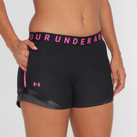 Short Under Armour Play Up 3.0 Tri Feminino - Preto+Rosa Menor preço em Short Under Armour Play Up 3.0 Tri Feminino - Preto+Rosa