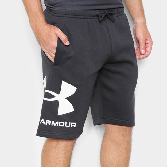 Short Under Armour Rival Masculino - Preto+Off White Menor preço em Short Under Armour Rival Masculino - Preto+Off White