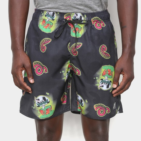 Short Ventury City Skull Masculino - Preto+Branco Menor preço em Short Ventury City Skull Masculino - Preto+Branco