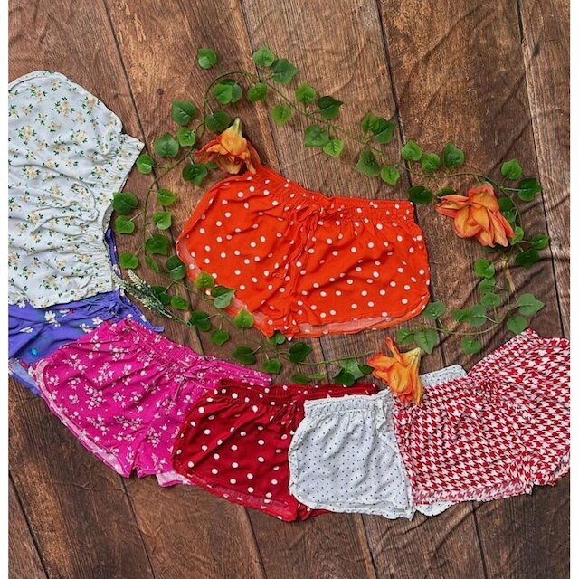 Short Viscose Estampado Feminino, Cordão Para Laço