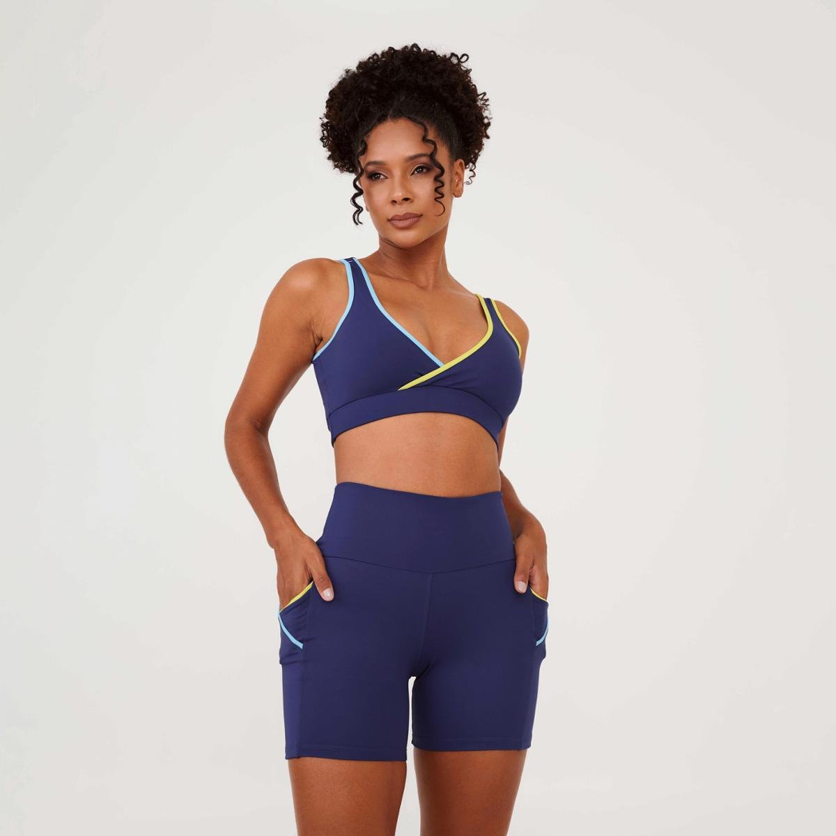 Short Zouk Azul Marinho Astral Poliamida Donna Carioca