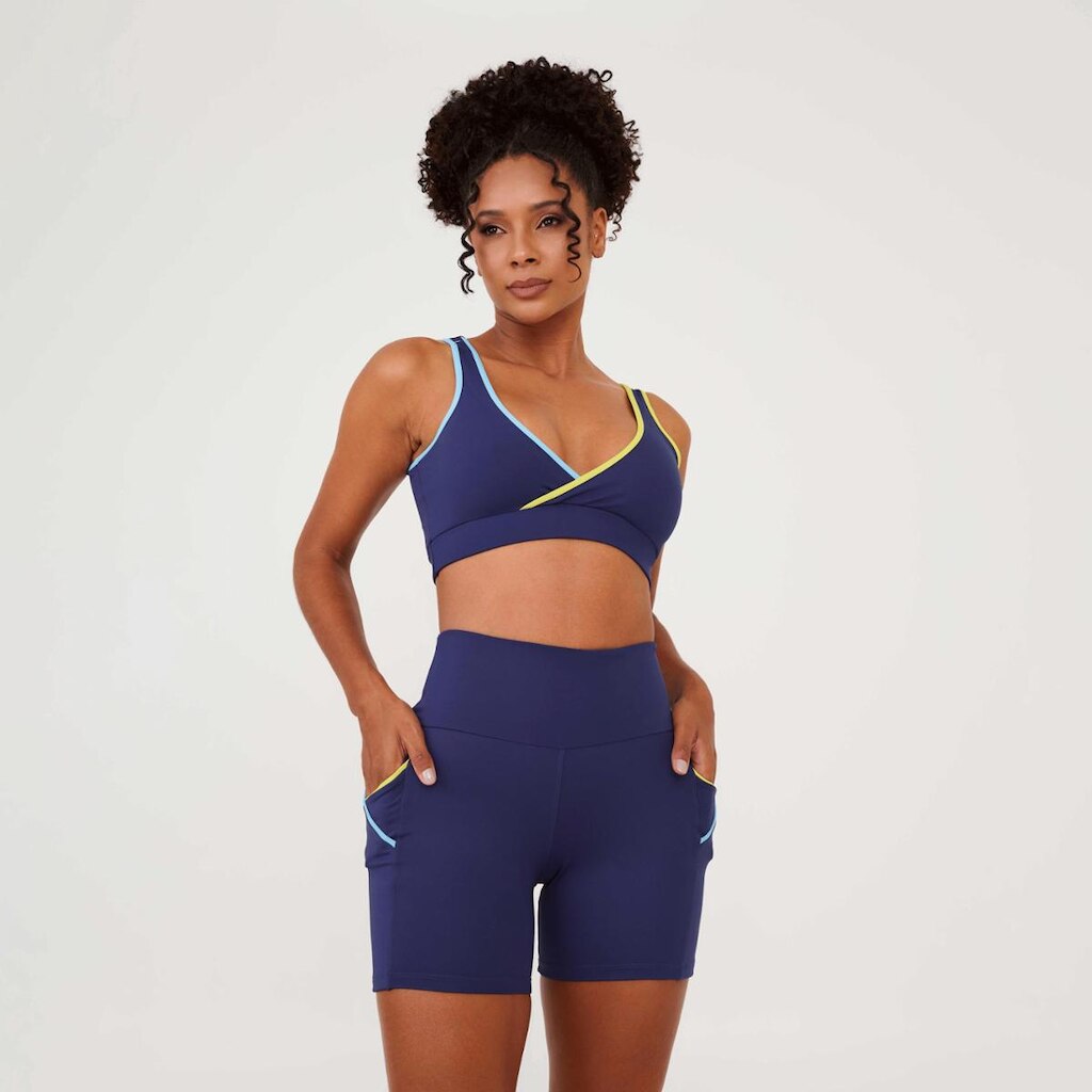 Short Zouk Azul Marinho Astral Poliamida Donna Carioca