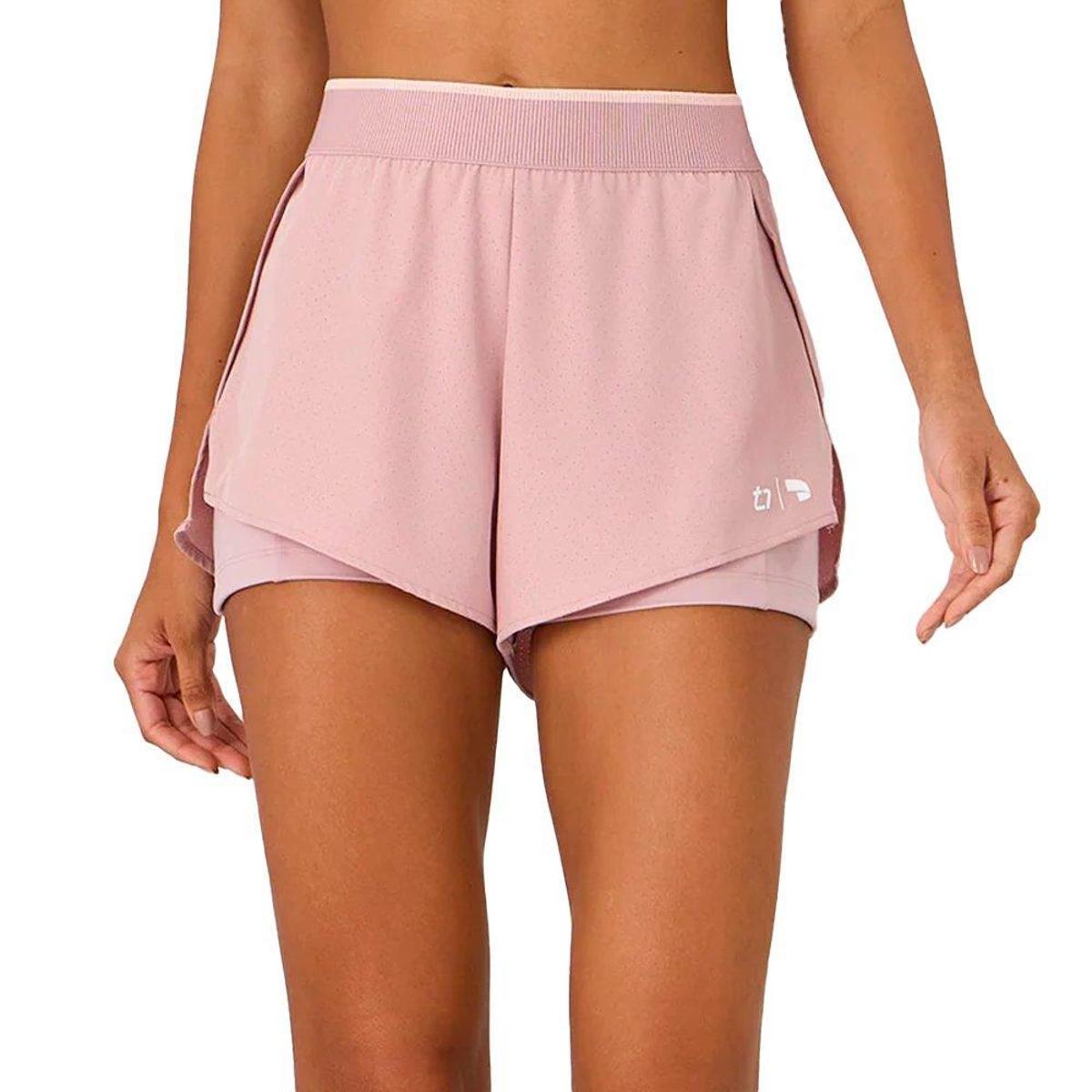 Shorts Alto Giro Sobreposto 2 em 1 Feminino