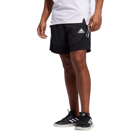 Shorts Adidas Aero 3S Short Masculino - Preto+Branco Menor preço em Shorts Adidas Aero 3S Short Masculino - Preto+Branco