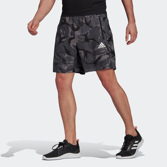 Shorts adidas Designed To Move Camouflage AEROREADY Adidas - Cinza Menor preço em Shorts adidas Designed To Move Camouflage AEROREADY Adidas - Cinza