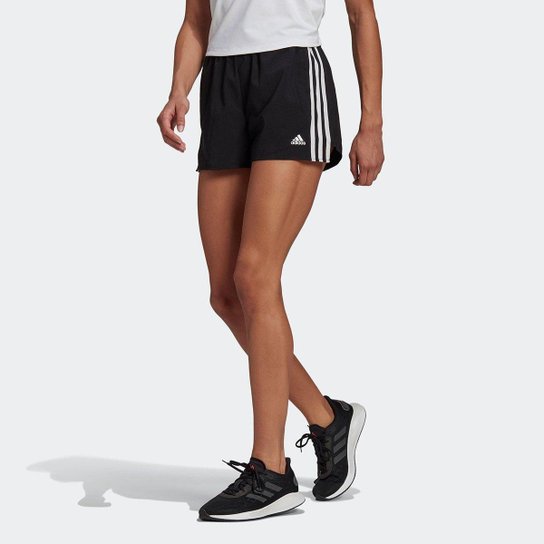 Shorts Adidas Feminino Aeroready Design To Move 3 Listras Preto/Branco - Preto Menor preço em Shorts Adidas Feminino Aeroready Design To Move 3 Listras Preto/Branco - Preto
