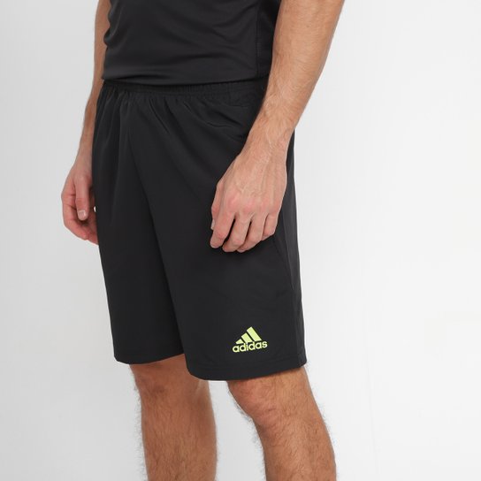 Shorts Adidas Malha Plana Aeroready Masculino - Preto+Verde Limão Menor preço em Shorts Adidas Malha Plana Aeroready Masculino - Preto+Verde Limão