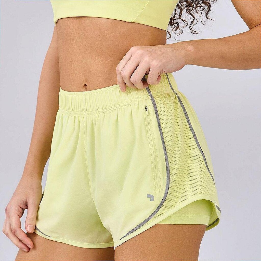 Shorts Alto Giro Sobreposto Refletivo VR27 Verde Cítrico