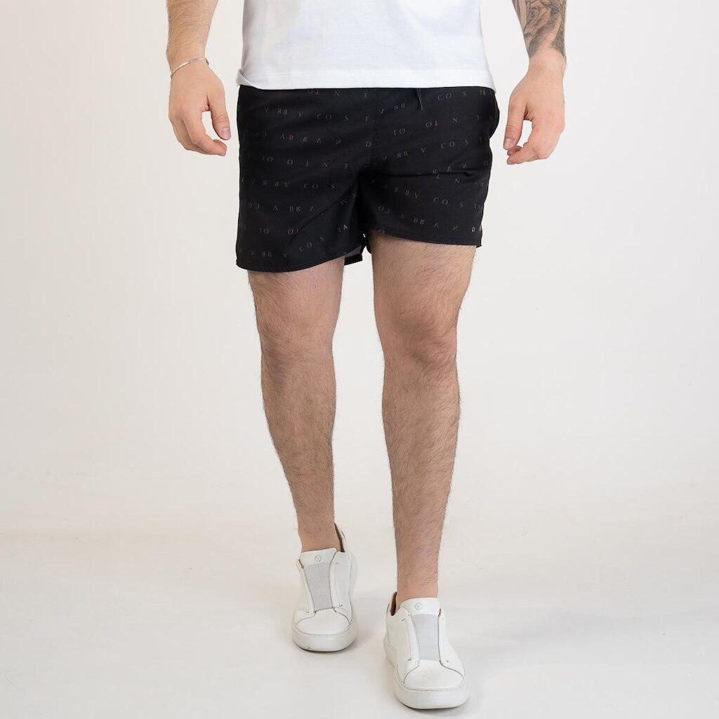 Shorts Beach Acostamento Preto Lattering