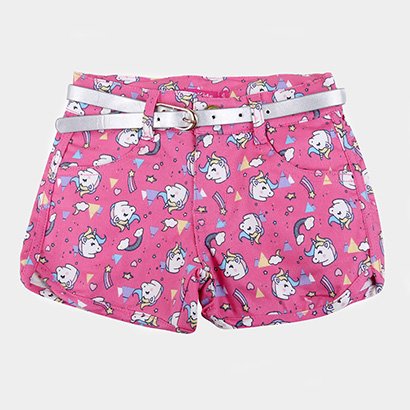 Shorts Bebê Plural Kids Cinto Unicórnio Feminino - Feminino