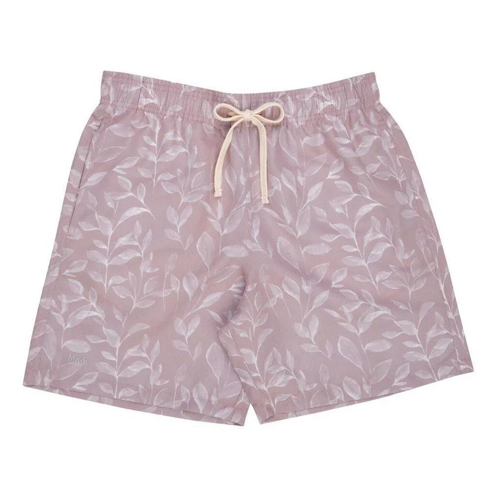 Shorts casual estampa folhas aquarelas