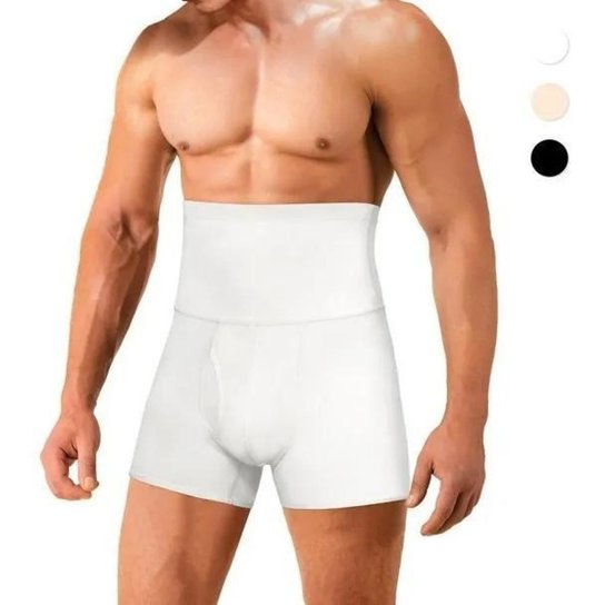 Shorts De Compressão Modelador Masculino Cintura Alta Slim - Branco - P - Branco Menor preço em Shorts De Compressão Modelador Masculino Cintura Alta Slim - Branco - P - Branco