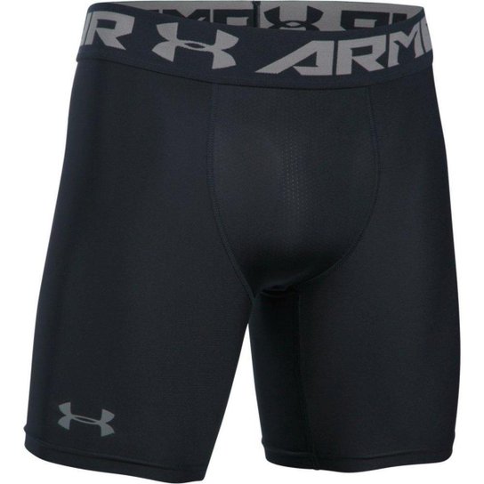 Shorts de Compressão Under Armour HeatGear Armour Mid Masculino - Preto Menor preço em Shorts de Compressão Under Armour HeatGear Armour Mid Masculino - Preto