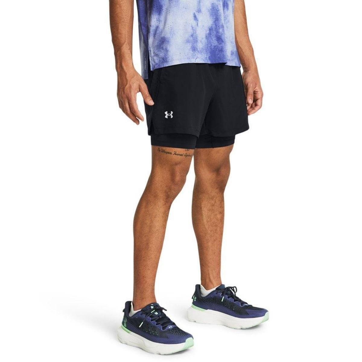 Shorts de Corrida 2 em 1 Masculino Under Armour Launch 5