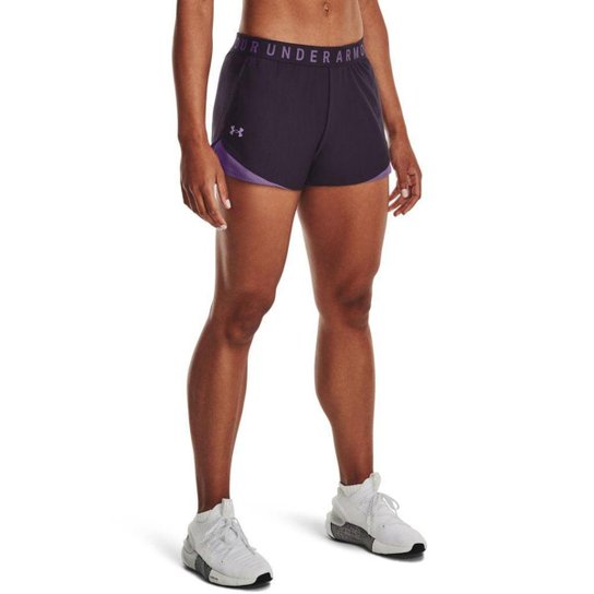 Shorts de Treino Feminino Under Armour Play Up 3.0 - Roxo Menor preço em Shorts de Treino Feminino Under Armour Play Up 3.0 - Roxo