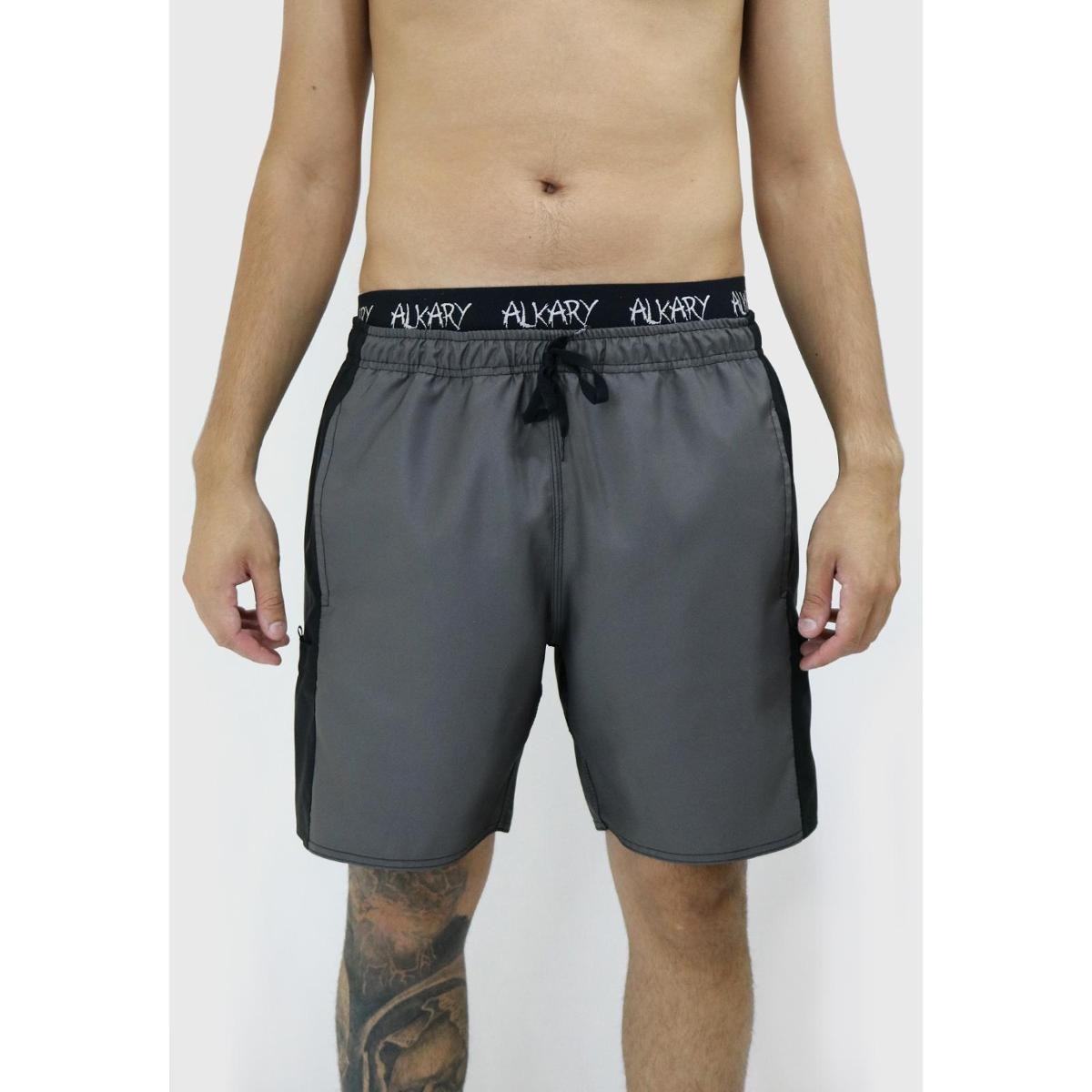 Shorts Elástico Alkary Lista Cinza