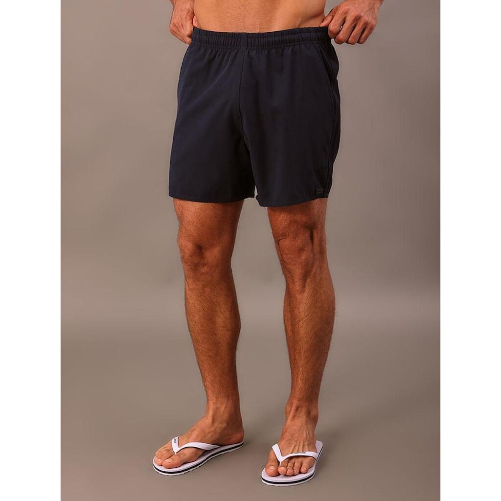Shorts Elastico Liso Com Logo Lateral - Marinho