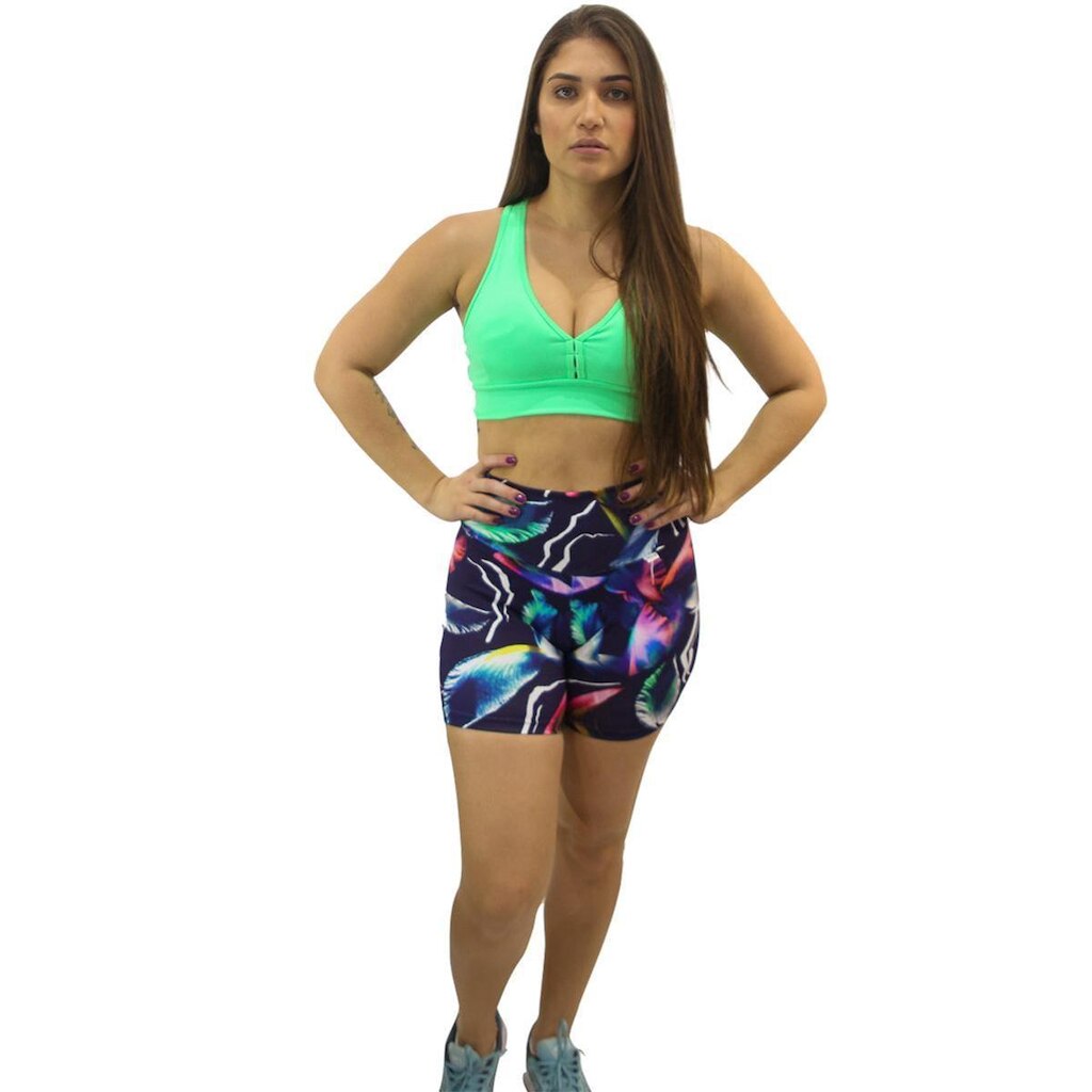 Shorts Estampado DA Modas Tecido de Suplex  Poliamida com Protecao UV