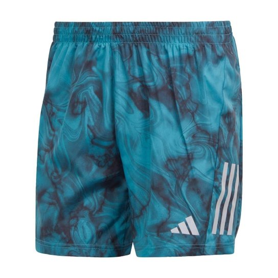 Shorts Estampado Own the Run Adidas - Azul Turquesa+Preto Menor preço em Shorts Estampado Own the Run Adidas - Azul Turquesa+Preto