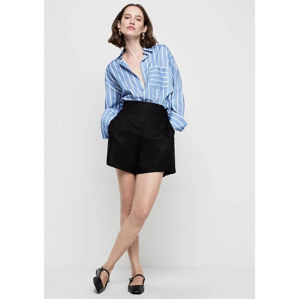 Shorts Evasê Dzarm Cintura Alta Sarjado