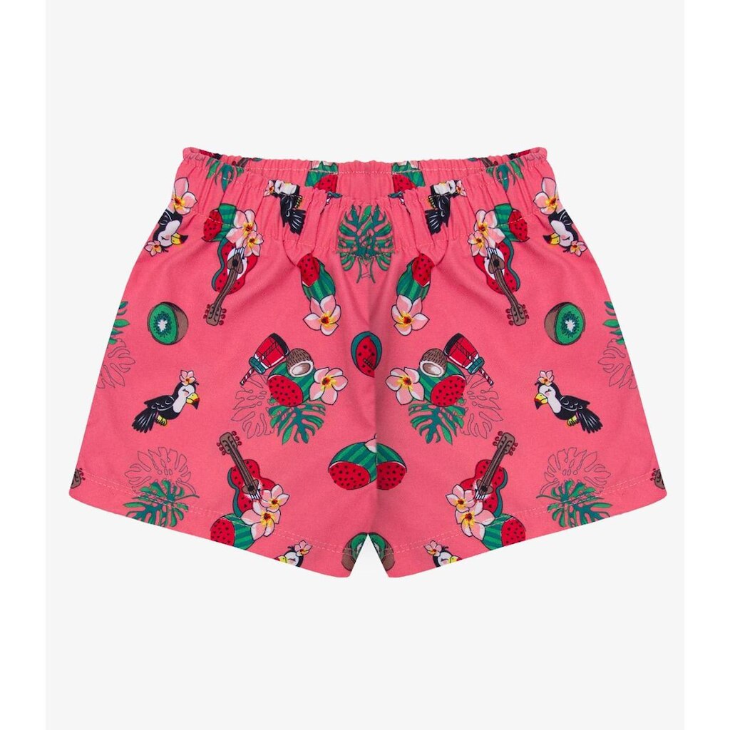 Shorts Feminina Tactel Estampado Rovitex Kids Laranja