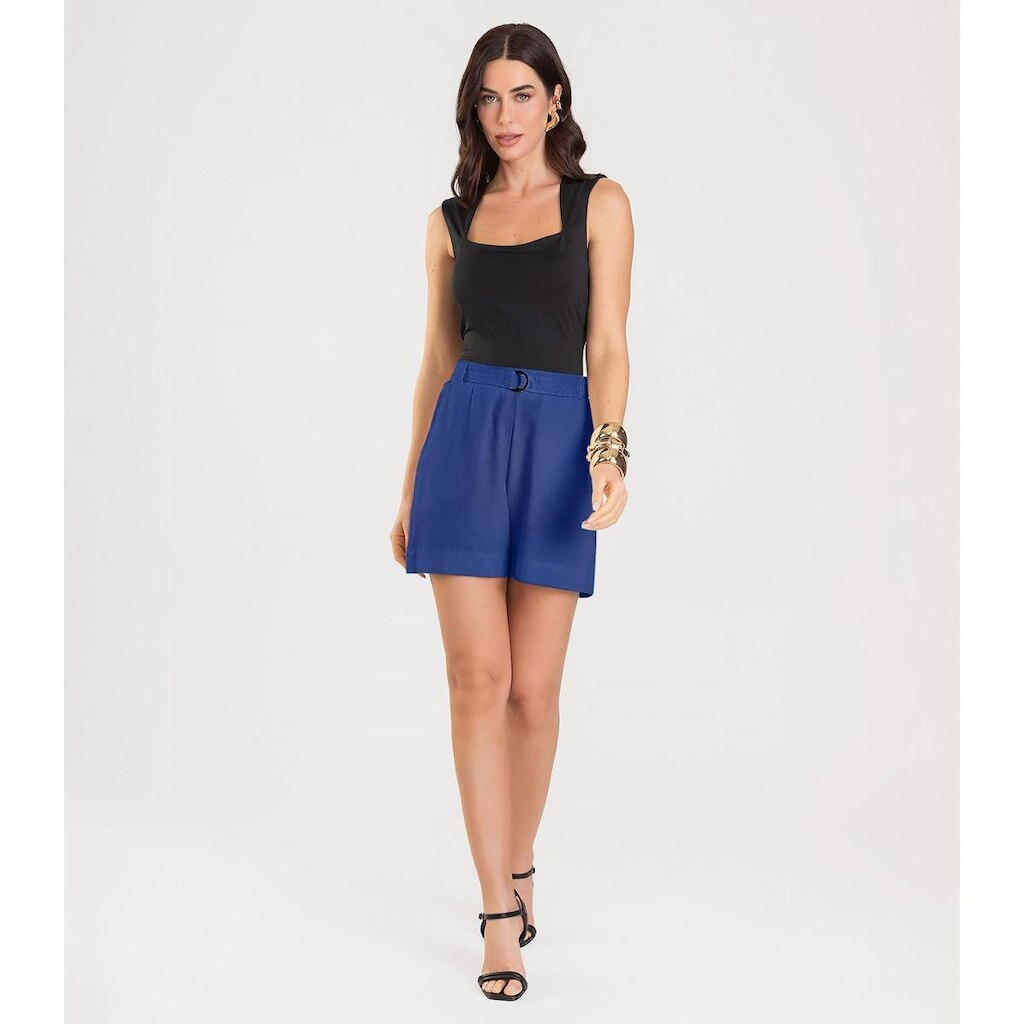Shorts Feminino Com Cinto Dianna Azul