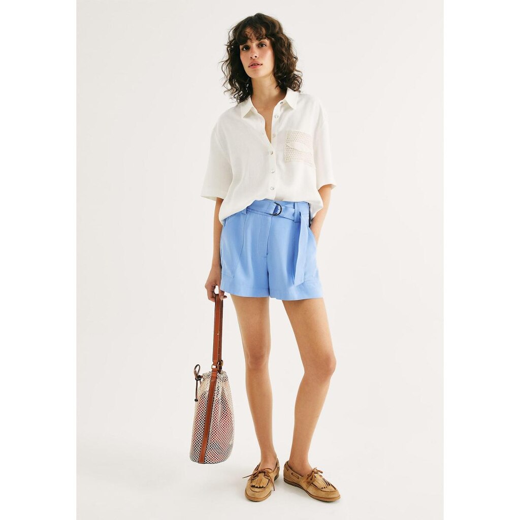 Shorts Feminino Em Peach Touch Com Cinto