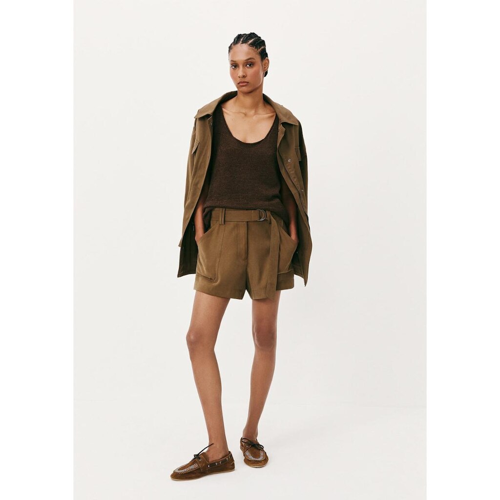 Shorts Feminino Em Peach Touch Com Cinto