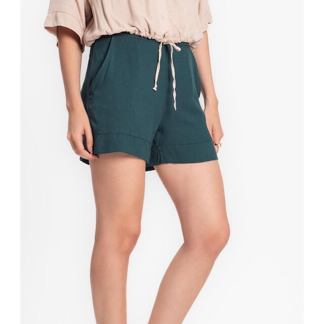 Shorts Feminino Em Viscose Creponada Endless Verde
