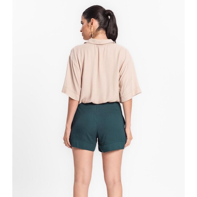 Shorts Feminino Em Viscose Creponada Endless Verde