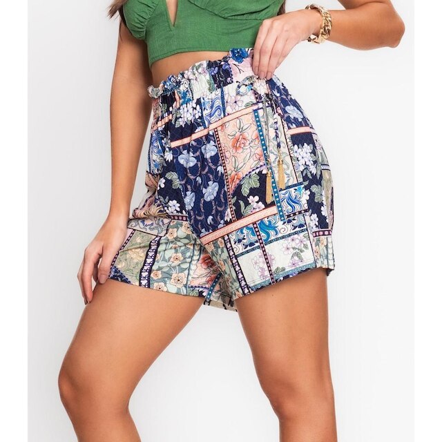 Shorts Feminino Estampado Endless Azul