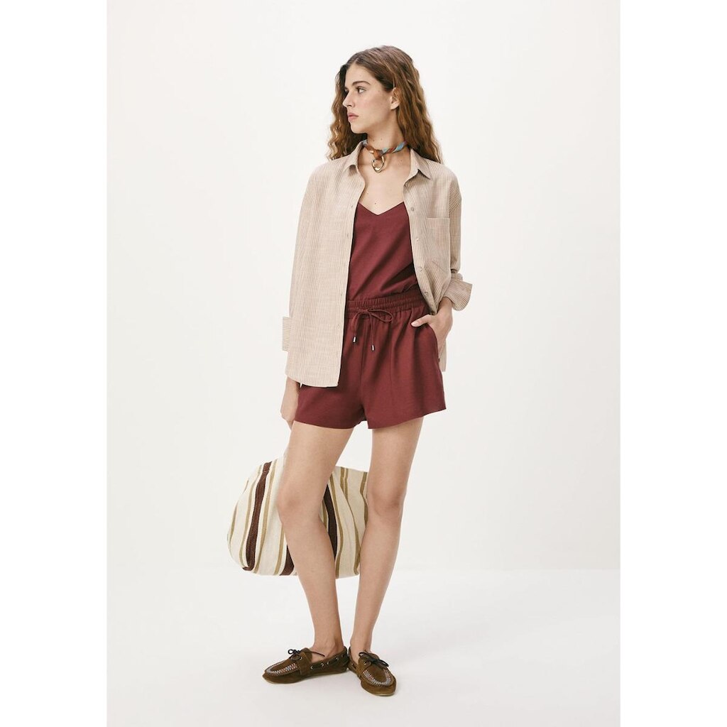 Shorts Feminino Evasê Com Linho