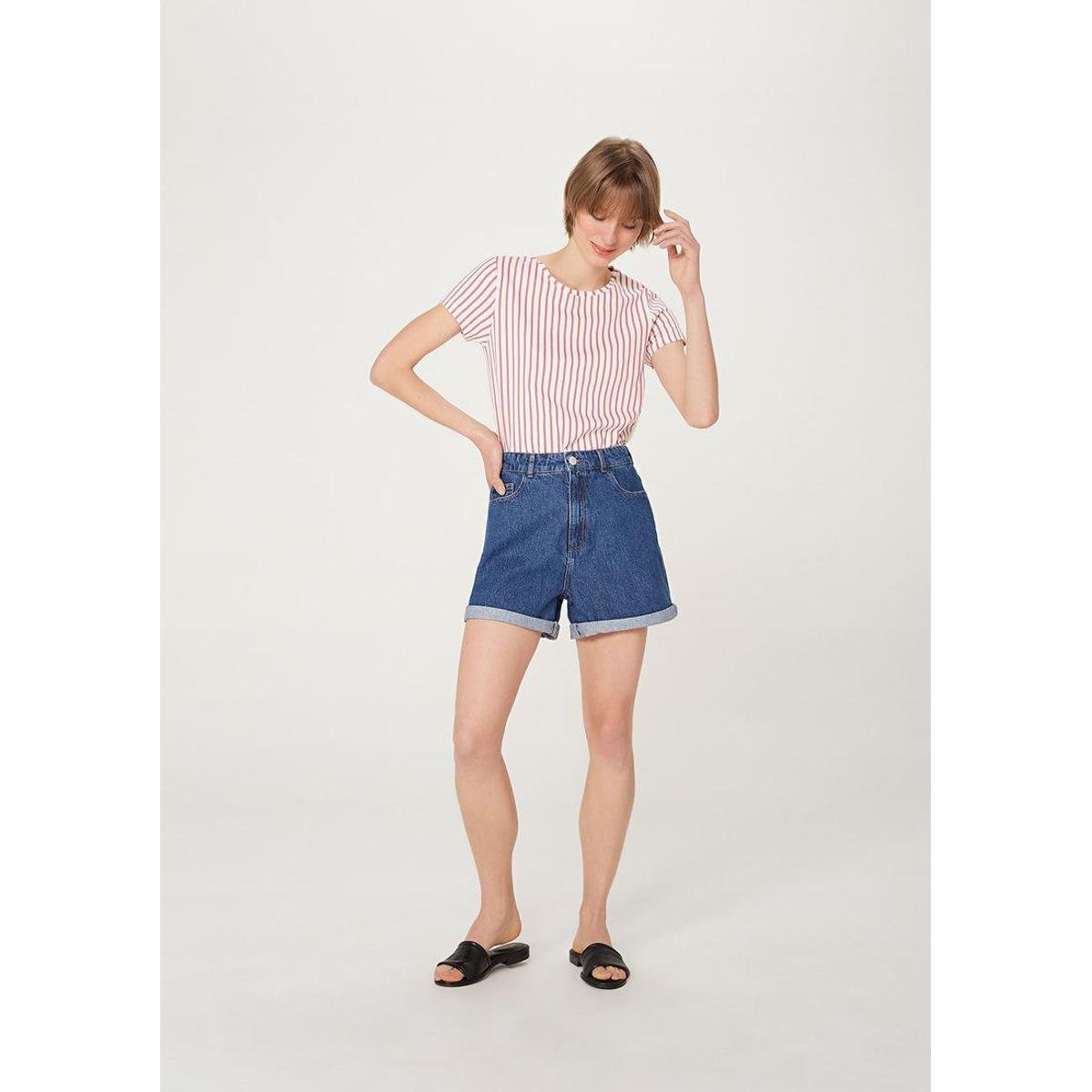 short jeans cintura alta hering