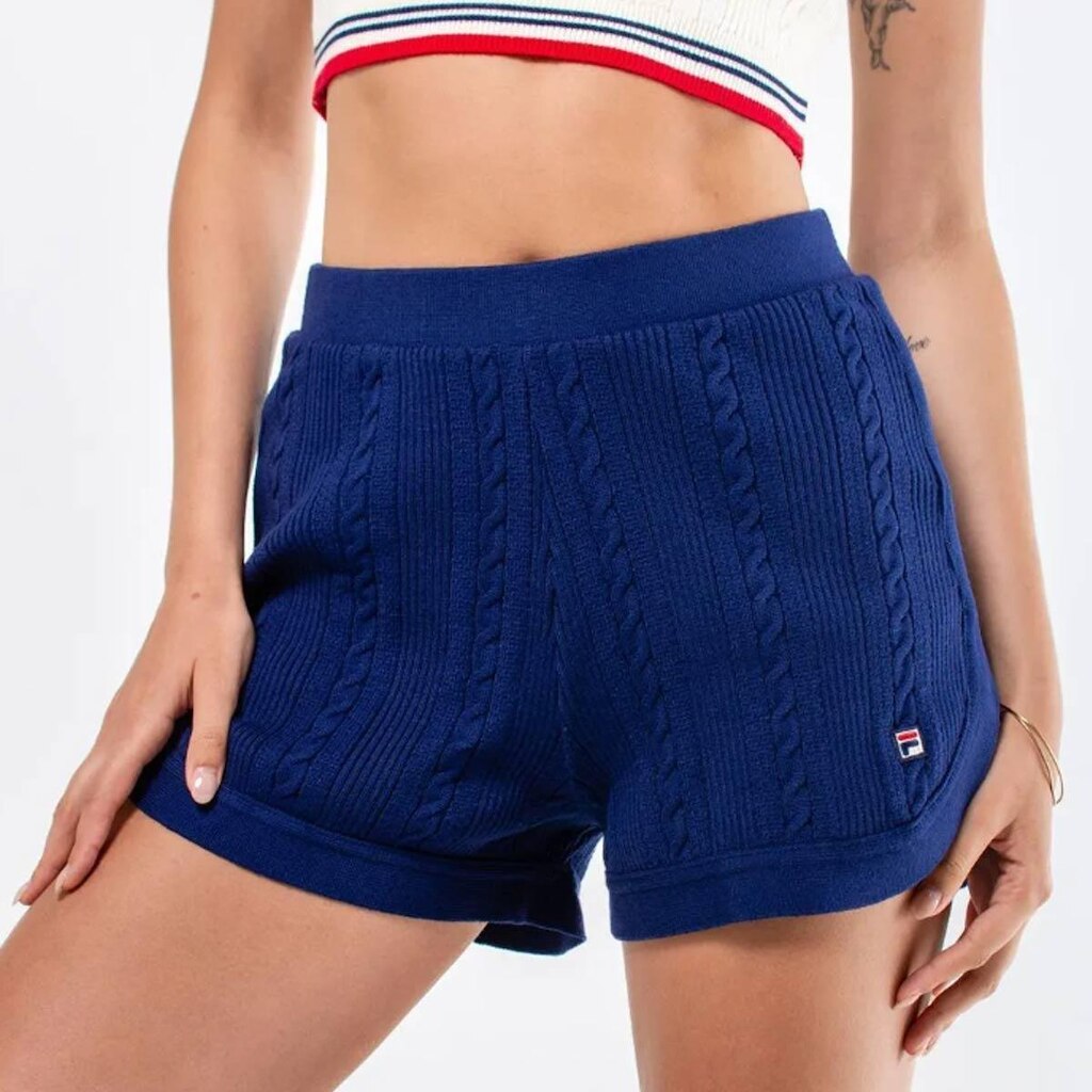 Shorts Fila Uc Knit Stripe Feminino Marinho