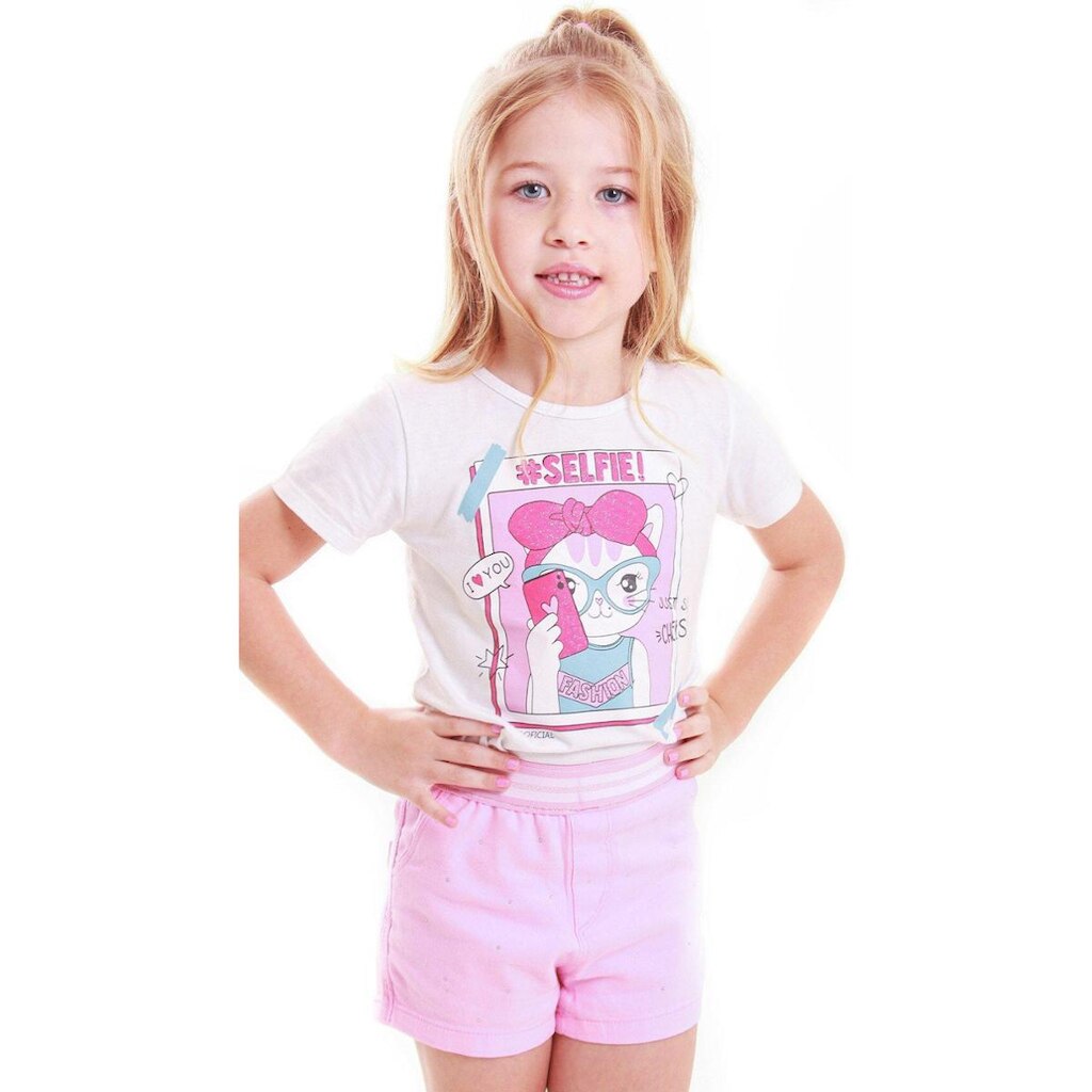 Shorts Infantil Feminino Menina de Sarja Jogger
