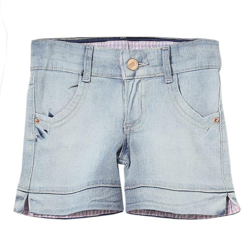 Shorts Infantil Look Jeans c/ Cinto Jeans Feminino