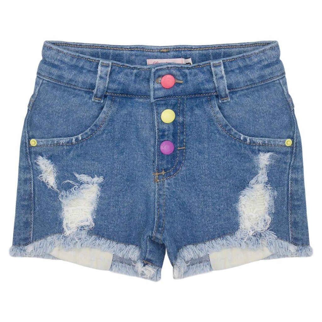 Shorts Infantil Look Jeans Puídos Jeans - UNICA - 04