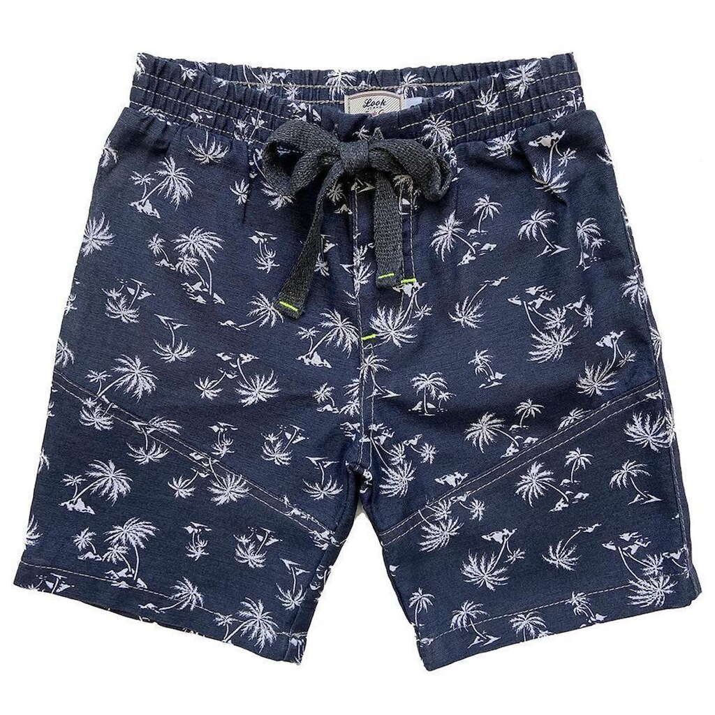 Shorts Infantil Look Jeans Sarja Estampada Marinho - UNICA - 03
