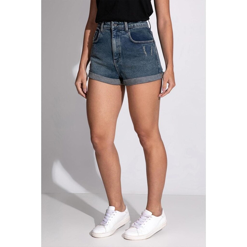 Shorts Jeans Barra Dobrada Guess Azul