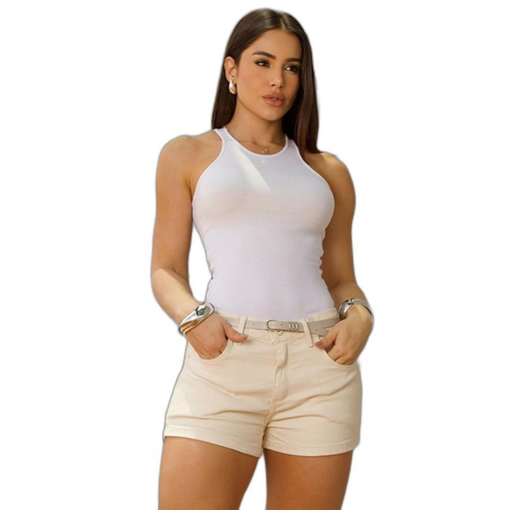 SHORTS JEANS BOY FEMININO COM DETALHE E CINTO