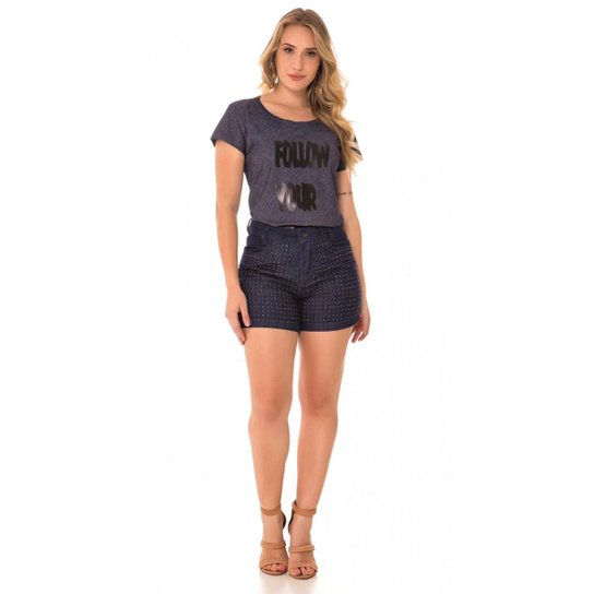 Shorts Jeans Express Hot Libelula Feminino - Azul Menor preço em Shorts Jeans Express Hot Libelula Feminino - Azul