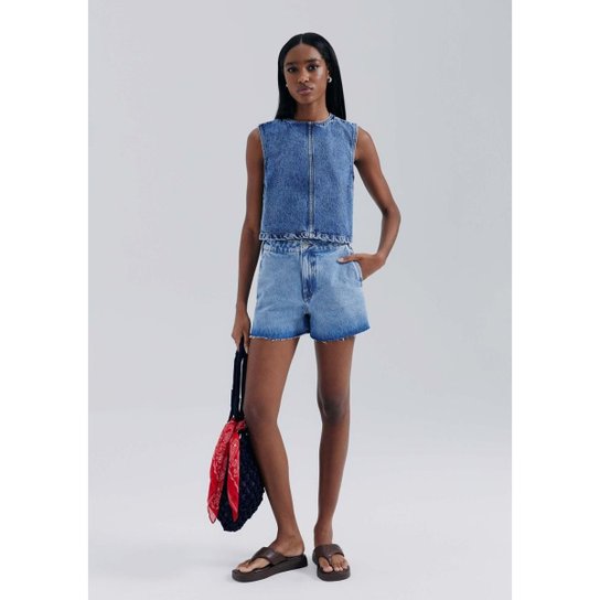Shorts Jeans Feminino Barra A Fio Hering