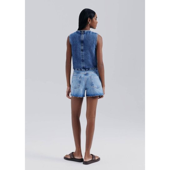 Shorts Jeans Feminino Barra A Fio Hering