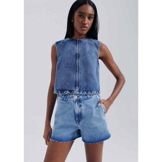 Shorts Jeans Feminino Barra A Fio Hering