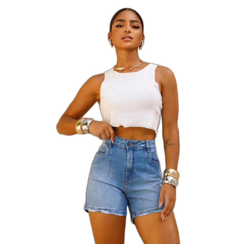 SHORTS JEANS FEMININO MOM COM PENCE