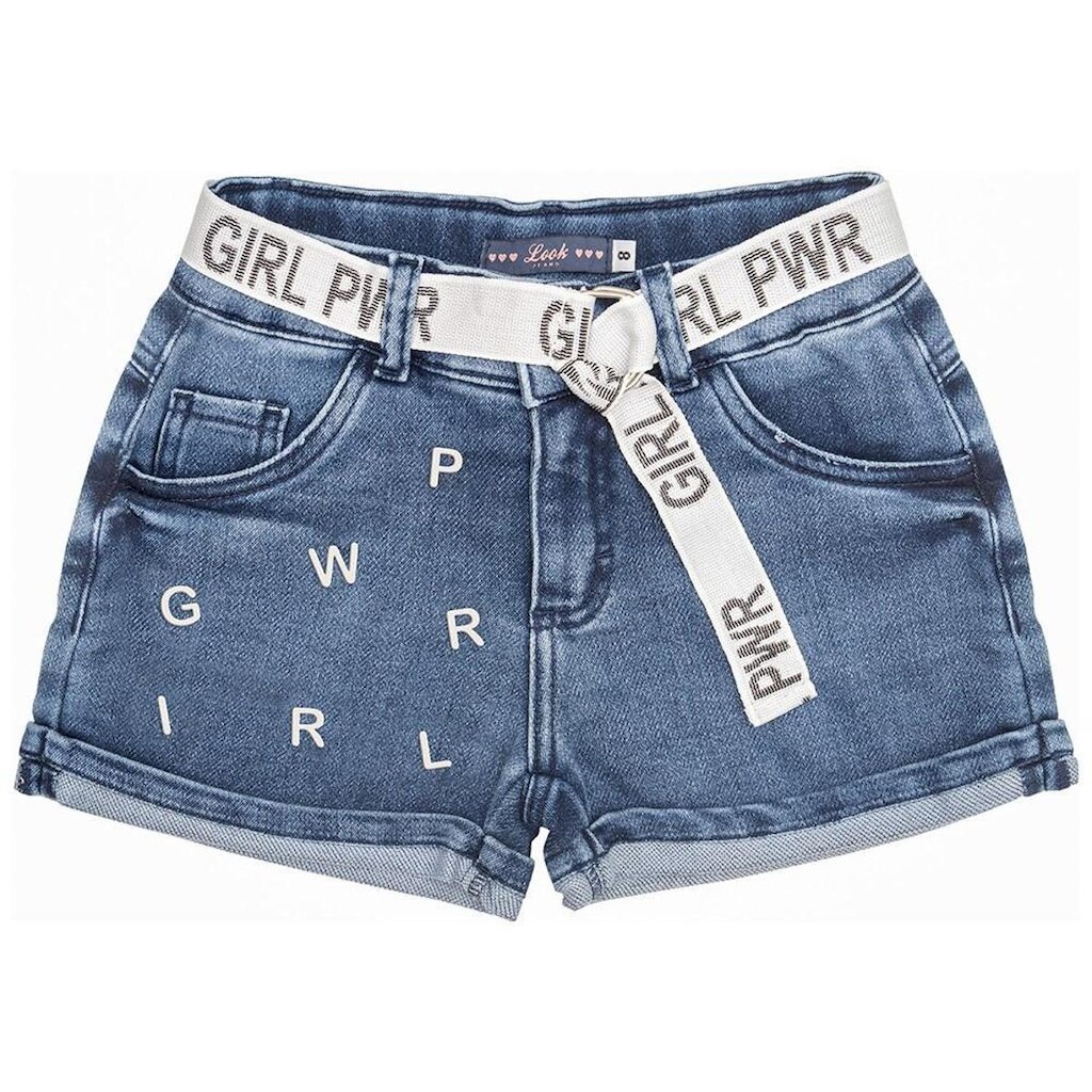 Shorts Juvenil Look Jeans c/ Cinto Jeans Moletom - UNICA - 8