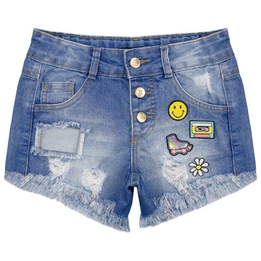 Shorts Juvenil Look Jeans c/ Patch Jeans - UNICA - 12